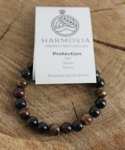 Bracelet Protection Oeil de Tigre-Taureau-Faucon - Perles 8mm